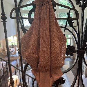Rose gold sequin Halter Top